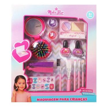 Imagem de Kit Maquiagem Brinquedo com Pincéis Espelho e Acessórios