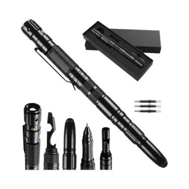 Imagem de Caneta Tática De Liga De Alumínio Com Lanterna, Chave De Fenda E Abrid
