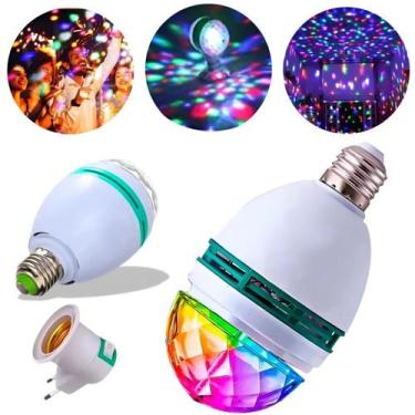 Imagem de Lâmpada LED RGB Rotativa Festa Luz Colorida Efeito Balada DJ Bivolt Em