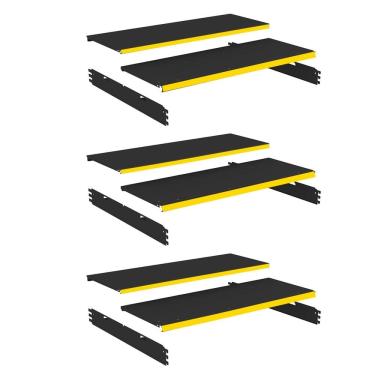 Imagem de Kit 3 Bandeja Gondola Rack FIT Preto 6X 30x90 CH22 Pe Amarel