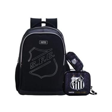 Imagem de Kit Escolar Time Santos Mochila Costas + Lancheira + Estojo - Xeryus