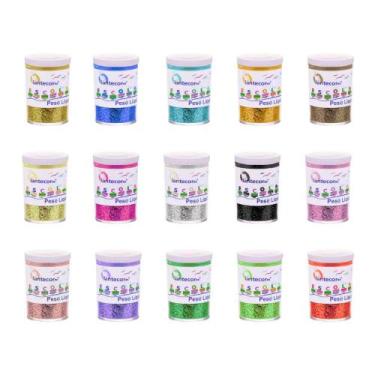 Imagem de Kit 15 Glitter Escolar PVC Metálico Pote 3g Lantecor  Purpurina  Brilh