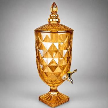 Imagem de Suqueira de Vidro Cristal 4,5L com Base e Tampa Dourada Âmbar - Genéri