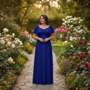Imagem de Vestido Longo Festa Feminino Plus size Blessed Elegante 2367 - G1, Azu
