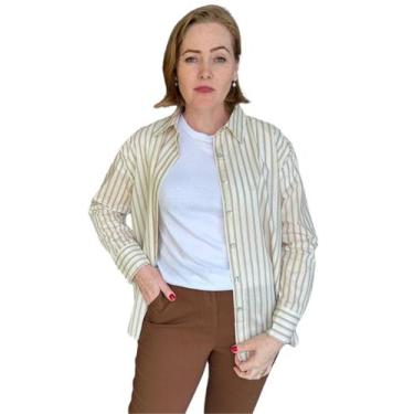 Imagem de Camisa hering manga longa oversized feminina ref: herk60m, Creme, Marr