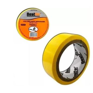 Imagem de Fita Isolante Amarela Antichama 18mmx5m Bestfer Para Fios Manutenção É