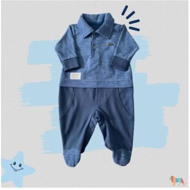 Imagem de Macaquinho Infantil Masculino Azul Tam P - Euller Variedades