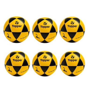 Imagem de Kit 06 Bola De Futevôlei Topper R1 Oficial Cor:Amarelo+Preto, Amarelo,