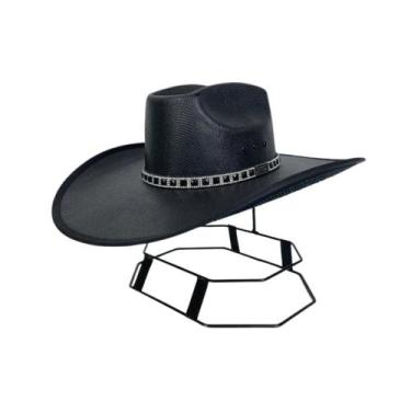 Imagem de Chapéu Country Mundial Dakota Preto Branco Strass Aba 12, Preto, GG