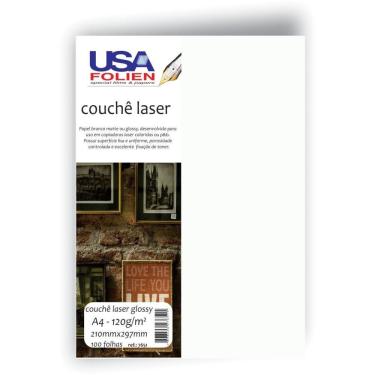 Imagem de Papel Couché Usa Folien A4 Brilhante Dupla Face 120g Branco para Impressoras Laser