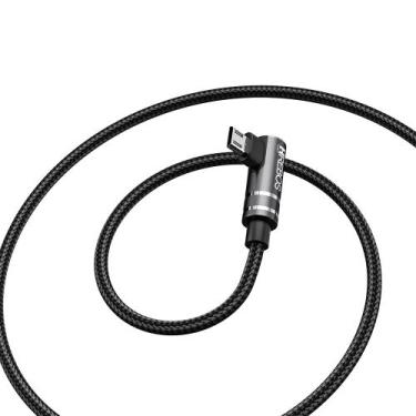 Imagem de Cabo Tecido Turbo Lateral 90º Usb 3.1A Hrebos, Micro USB HS179