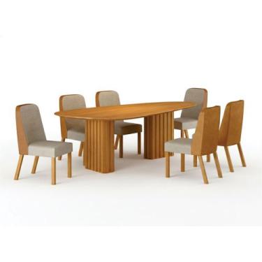 Imagem de Conjunto Sala de Jantar Ísis 2,00m com 6 Cadeiras Tampo Orgânico s/ Vi