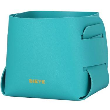 Imagem de Caixa de armazenamento Bieye LSB002 Couro dobrável turquesa 10x10x10cm