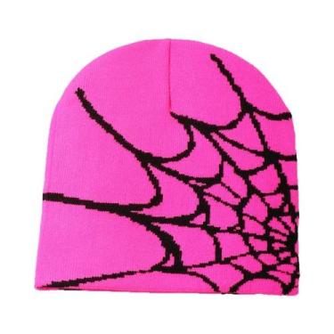 Imagem de Gorro Unissex Quente De Tricô Com Design De Teia De Aranha, Estilo Y2K