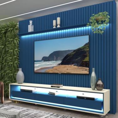 Imagem de Rack com Painel Ripado para TV até 90 Polegadas 100% MDF com LED 229CM