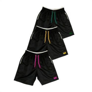 Imagem de Kit 3 Shorts Masculinos Praia Verão Tactel Poliéster Estampados Bermud