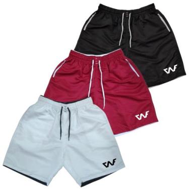 Imagem de Kit 3 Shorts Masculinos Praia Verão Tactel Poliéster Estampados Bermud