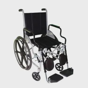 Imagem de Cadeira de rodas leblon pneu inflável cinza 41,5 cm - carone