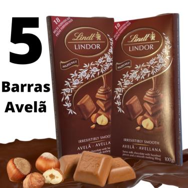 Imagem de Barra de Chocolate Lindt Lindor Singles Avelã 100g Kit com 5