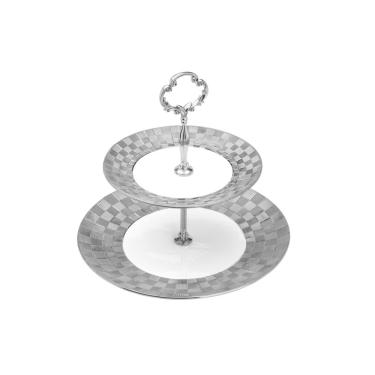 Imagem de Porta doces duplo de porcelana vera silver 26,5X3cm