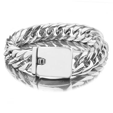 Imagem de suhang Pulseira De 7"-11" Para Homens Elos De Aço Inoxidável Masculinos Meninos Pulseiras Correntes Jóias 16Mm