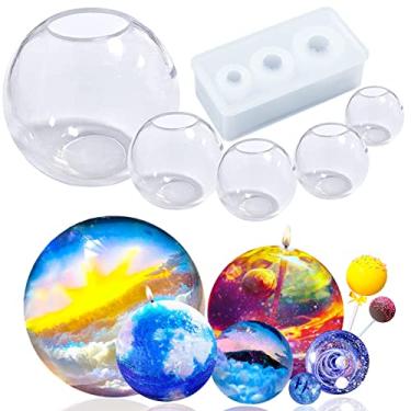 Imagem de Moldes de silicone esféricos, fundição de epóxi, resina UV, fabricação de 8 tamanhos variados, uma peça sem costura para bomba de banho, cera de vela, sabão DIY