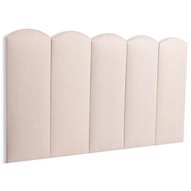 Imagem de Cabeceira Solteiro Estofada Cama Box Modulada Formato Nuvem 100 X 60 Cm Blu Interiores Cor:Suede Creme