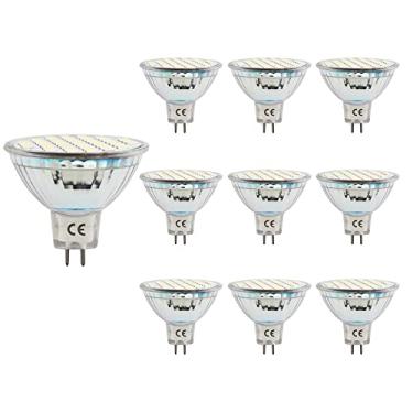 Imagem de GRV MR16 GU5.3 Lâmpada LED 48-2835SMD AC12V DC12-24V Tampa de vidro não regulável 30W Substituição halogênio Trilha Iluminação Holofote 7000K Branco Frio Pacote com 10