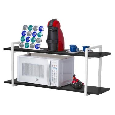 Imagem de Nicho Cozinha Branco Com Prateleiras Preto 60cm