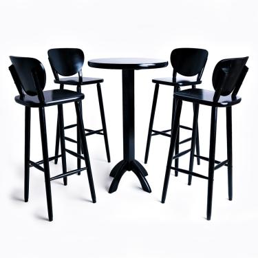 Imagem de Conjunto Bistrô Mesa Red Alta 4 Banq Mad Preto - VivaLigna