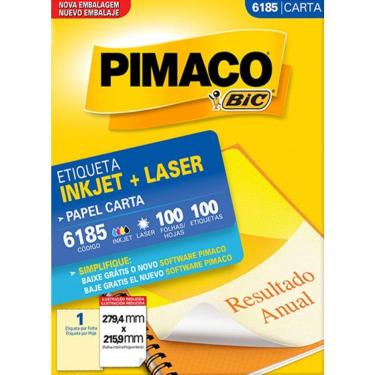 Imagem de Etiqueta Carta 6185 279,4x215,9 ink-jet/laser Pimaco 100Fls