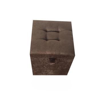 Imagem de Puff Baú Quadrado Em Suede Amassado 35 Cm - Marrom