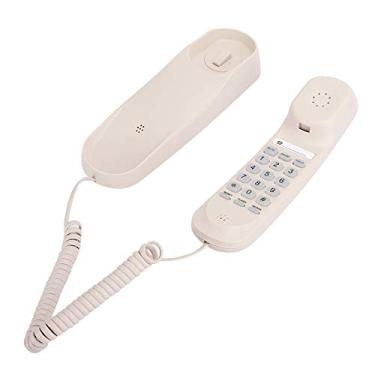 Imagem de V BESTLIFE Telefone de parede para telefone fixo, suporte de parede, telefone fixo, para pendurar na parede, telefone duplo para quarto de hóspedes, família, elevador, banheiro, bege