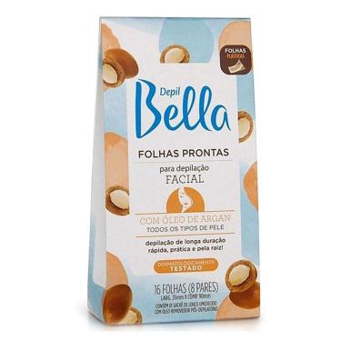 Imagem de Folhas Prontas Para Depilação Facial Depil Bella Argan 16 Unidades