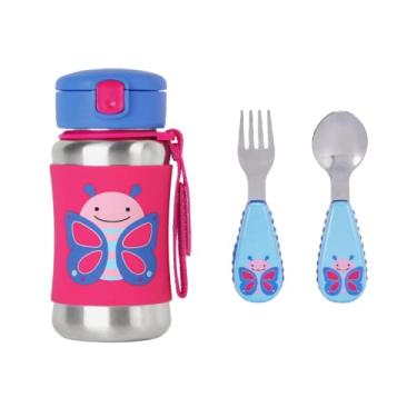 Imagem de Kit Garrafa Inox e Talher para bebês Skip Hop Borboleta