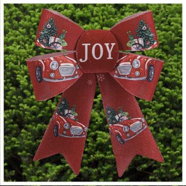 Imagem de Enfeite Árvore Natal Laço Vermelho Decorado 2 Peças 17Cm