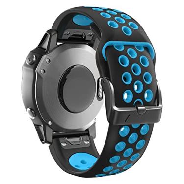 Imagem de GANYUU Pulseira de silicone esportiva para Garmin Fenix 7X 7 6X 6 Pro 5X 5Plus S60 935 liberação rápida 22 26mm pulseira (cor: preto céu azul, tamanho: para Approach S60 S62)