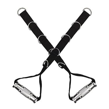 Imagem de J Bryant Alças de ginástica de metal fitness com vários anéis em D, alças de liga de alumínio resistentes alças de treino duráveis para polia LAT sistema de puxar para baixo