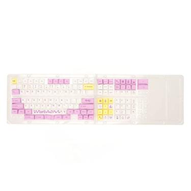 Imagem de Teclado de teclado, sublimação de calor XDA 130 teclas Keycap caligrafia clara ergonômico conjunto de teclas PBT para 84 87 96 98 100 104 108 teclas teclado mecânico