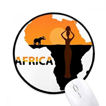 Imagem de DIYthinker Mapa da África Savanna Elefante Vida Selvagem Mouse Pad Desktop Escritório Tapete Redondo para Computador