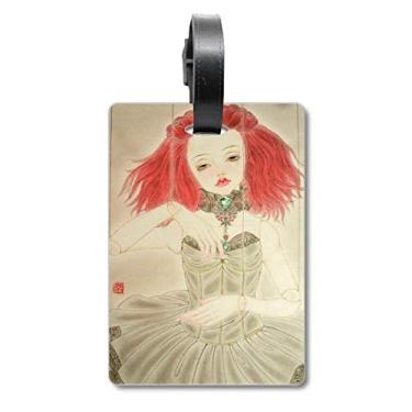 Imagem de Fantoche boneca estilo chinês aquarela mala etiqueta cartão de bagagem etiqueta, Multicolorido.