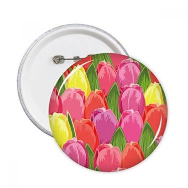 Imagem de Aquarela planta flor tulipa pinos redondos crachá botão emblema acessório decoração 5 peças