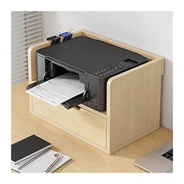 Imagem de KIZQYN Suporte de impressora prateleira de armazenamento de madeira mesa organizador de papel de mesa para casa/escritório impressora Riser Put Copier Mesa de armazenamento pequena estante Impressora de mesa (Cor: B-48x31x40cm com gaveta)