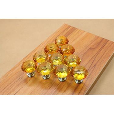 Imagem de Loveboat puxador de cristal para porta de armário de vidro em forma de diamante (10 peças) (amarelo)