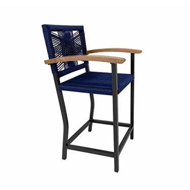 Imagem de 01 Banqueta Frésia Corda Náutica e Alumínio de Bar Bancada