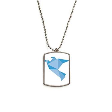 Imagem de DIYthinker Colar de animais de estimação com pingente de corrente de aço inoxidável padrão de pombo azul abstrato origami