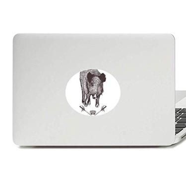 Imagem de Adesivo de vinil com estampa de espada de javali coroa animal estilo barroco decalque para notebook