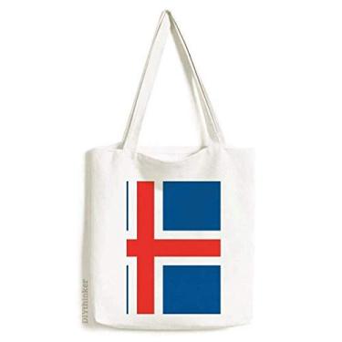 Imagem de Bolsa de lona com bandeira nacional da Islândia e país da Europa, bolsa de compras casual