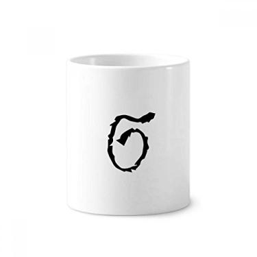 Imagem de Suporte para caneta de escova de dentes com silhueta preta Sigma do alfabeto grego Caneca de cerâmica com suporte para lápis