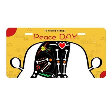 Imagem de DIYthinker Placa de carro Black Cat Bone Heart Halloween Terror Atmosfera Placa de carro Decoração Dia da Paz